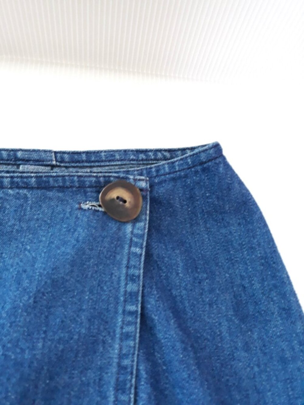 Vintage 80s/90s Ralph Lauren Country Denim Wrap Midi Skirt 6 - Picture 4 of 7